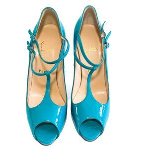 Christian Louboutin Patent Peep-Toe Heels